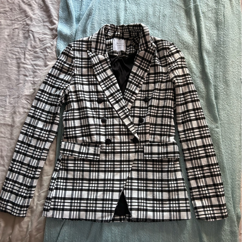 Black & White Plaid Blazer